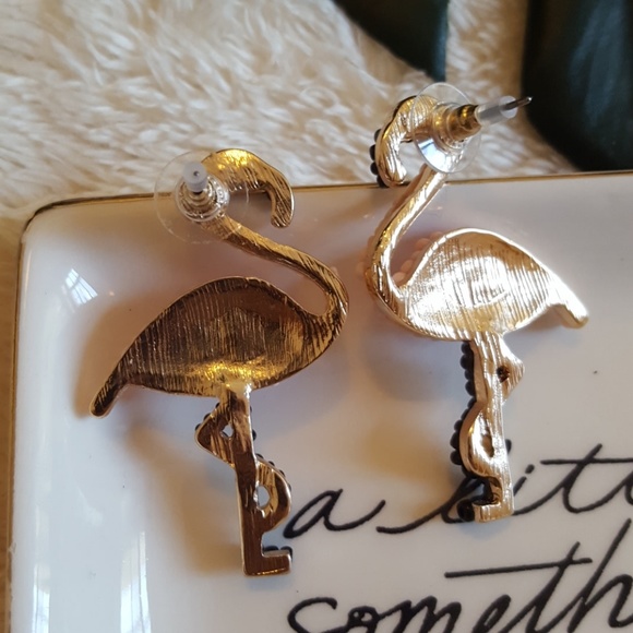 Last pair! Beaded Flamingo earrings - Picture 6 of 7